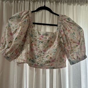 Abercrombie & Fitch Floral Puff Sleeve Blouse